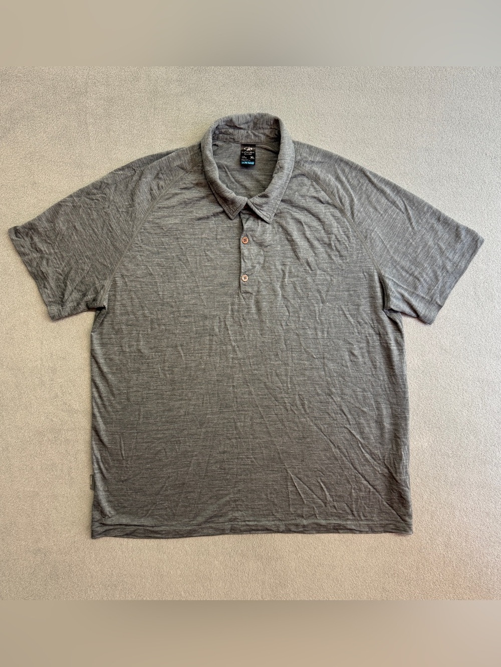 Icebreaker Polo Shirt XL Men's Merino Wool Cool Lite Gray Short Sleeve Outdoor